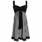 Black and White Striped Spaghetti-Strap Mini Dress