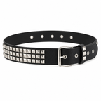 Studded PU Belt with Pyramid Rivets and Metal Buckle