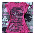 Women's Rose Y2K Fitted Print T-Shirt