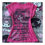 Women's Rose Y2K Fitted Print T-Shirt — product view