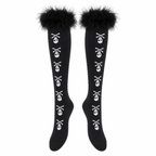Women's Black Skull Print Knee-High Socks