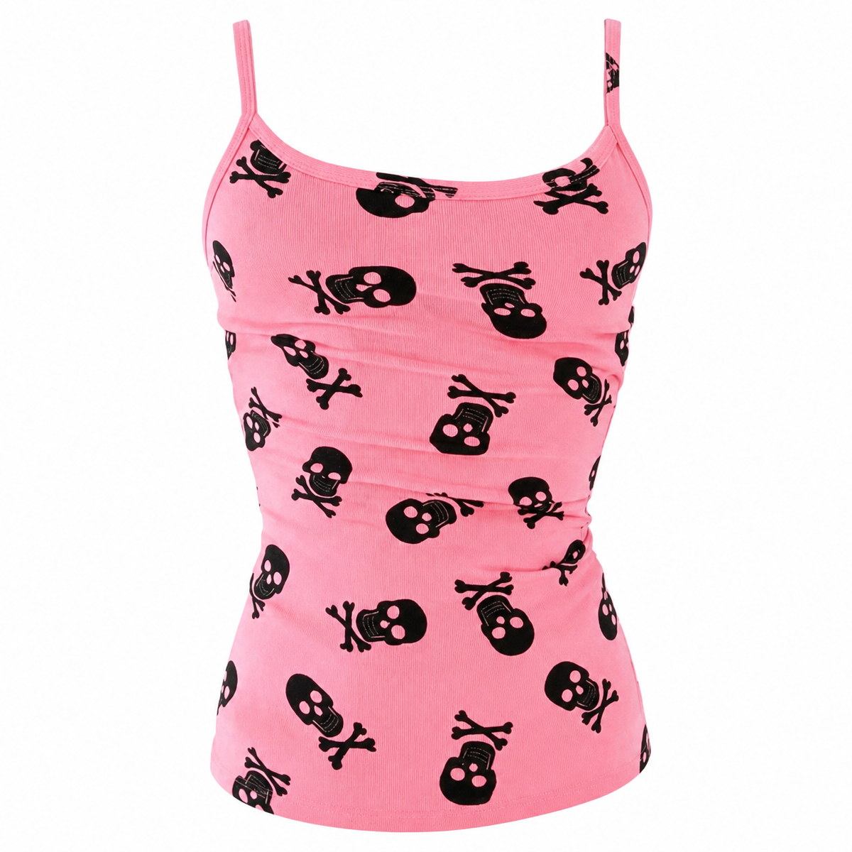 Pink Skull Print Strappy Tank Top