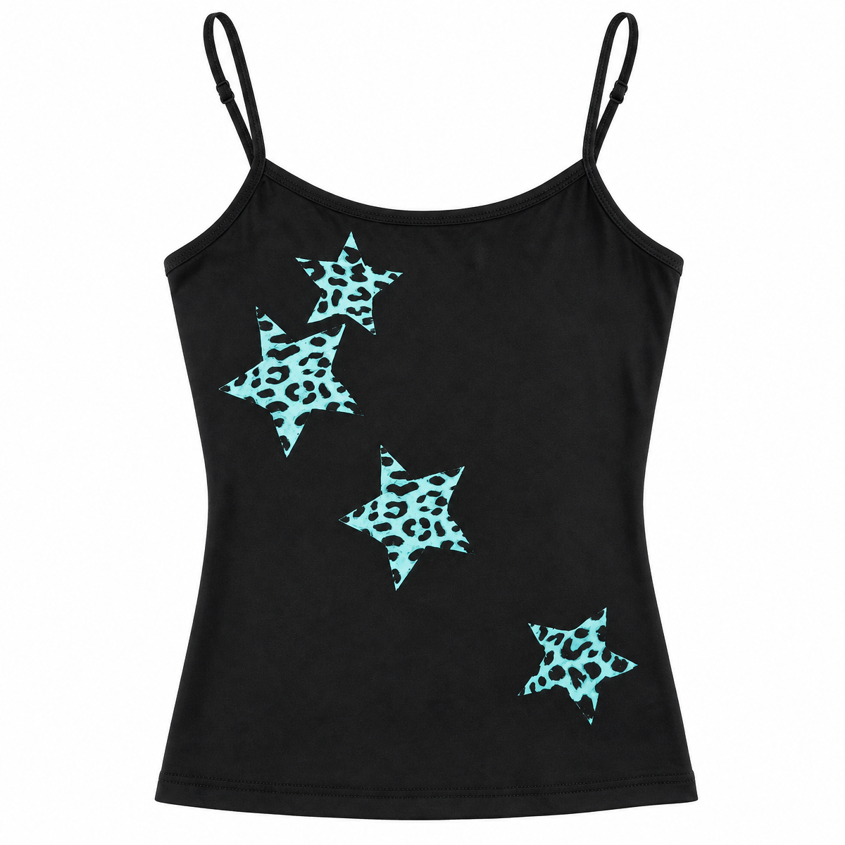 Black Leopard-Print Star Camisole Top