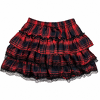 Gothic Y2K Lace-Trimmed Layered Ruffle Mini Skirt