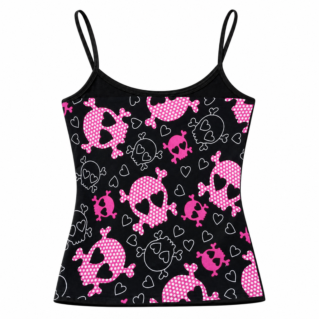 Women's Black Skull Print Cami Top