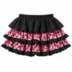 Pink Leopard Print Layered Mini Skirt with Ruffle Trim