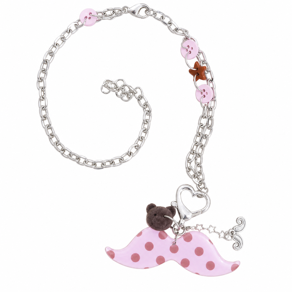 Polka Dot Moustache Pendant Necklace