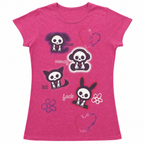 Women's Rose Red Graphic T-Shirt with Skull Print
