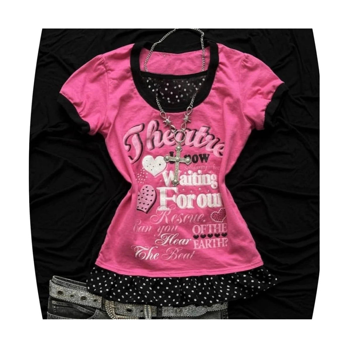 Women's Geometric Polyester T-Shirt — product view