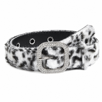 Animal-Print Faux-Fur Belt with Silver Buckle