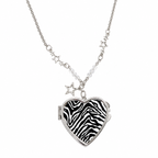 Y2K Heart Mirror Pendant Necklace with Leopard and Zebra Print