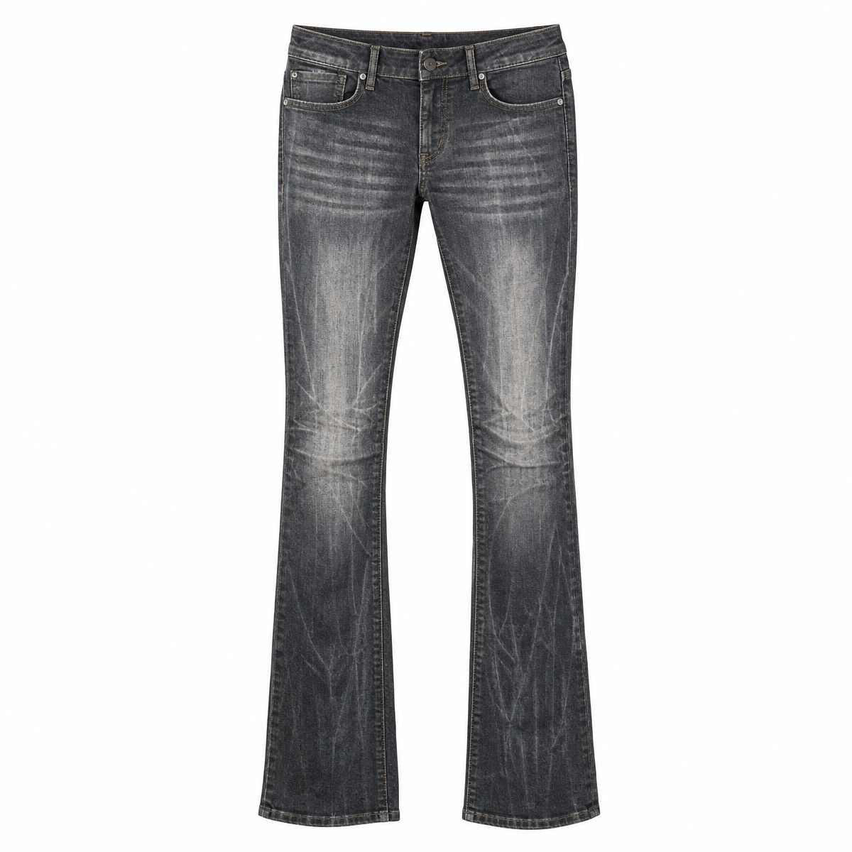Women's Low-Rise Black-Gray Flared Jeans