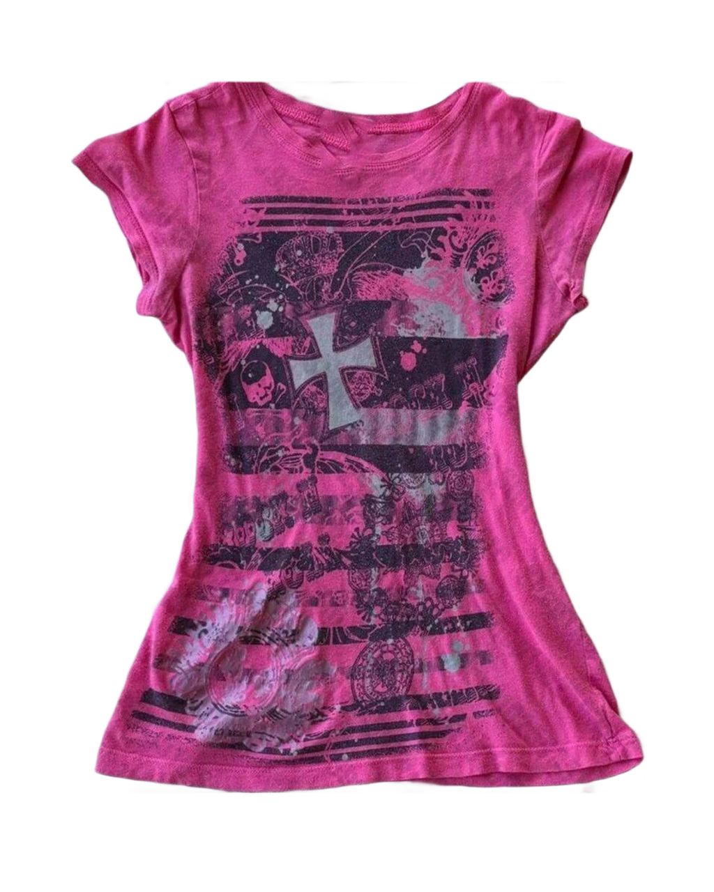 Women's Rose Y2K Fitted Print T-Shirt