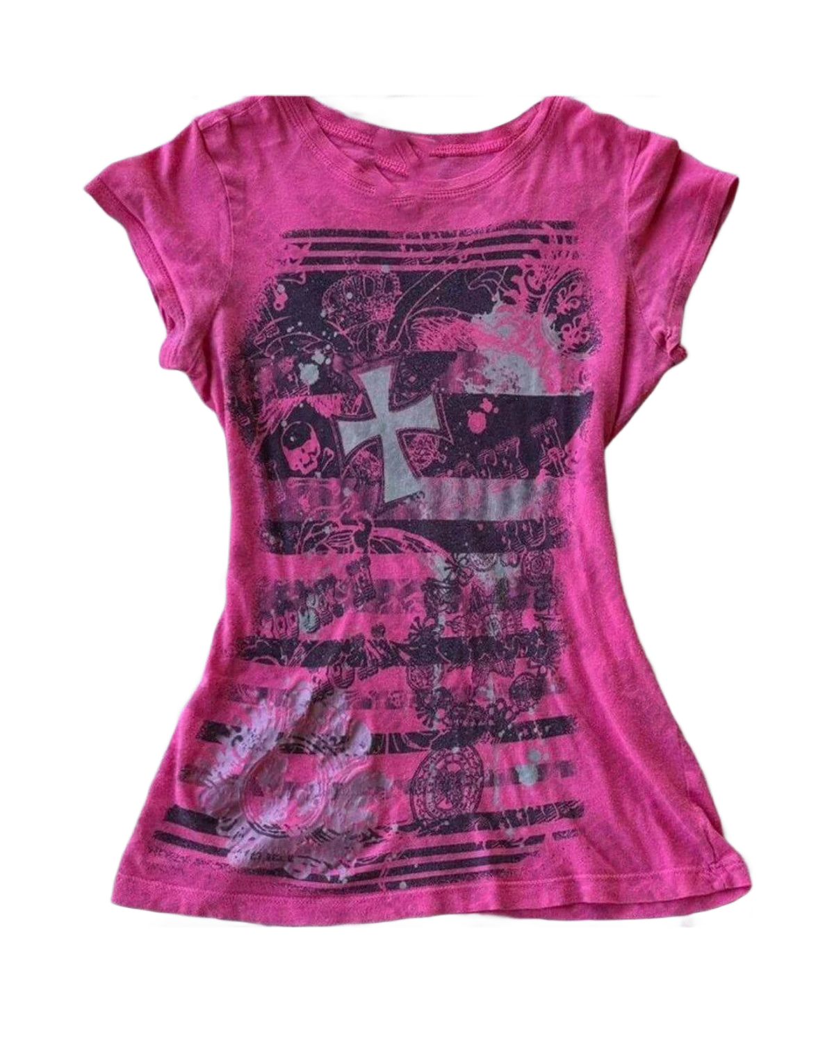 Women's Rose Y2K Fitted Print T-Shirt